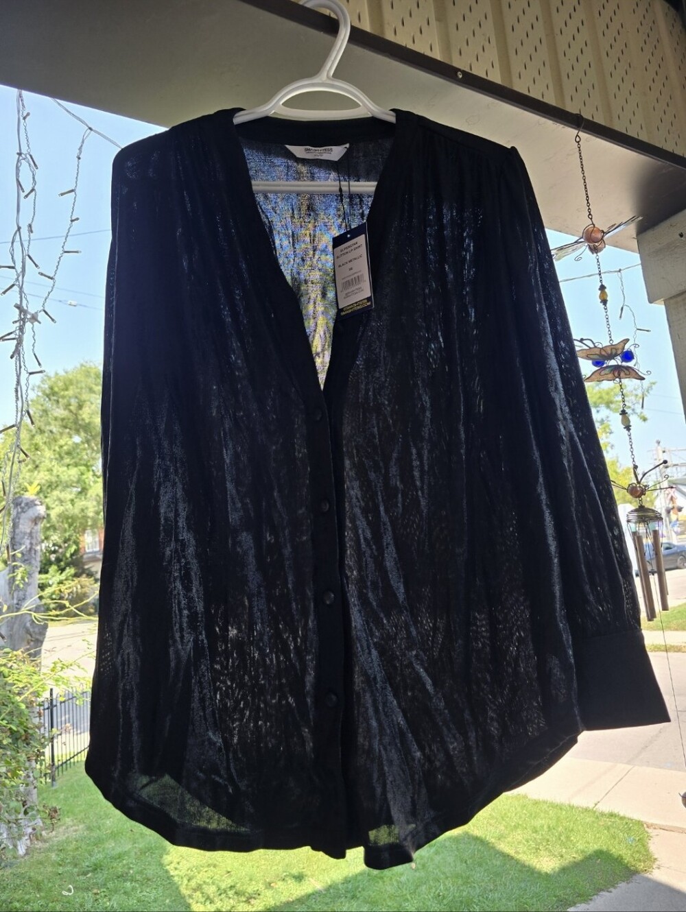 Sheer Black Button-Front Women's Jacket / Coat